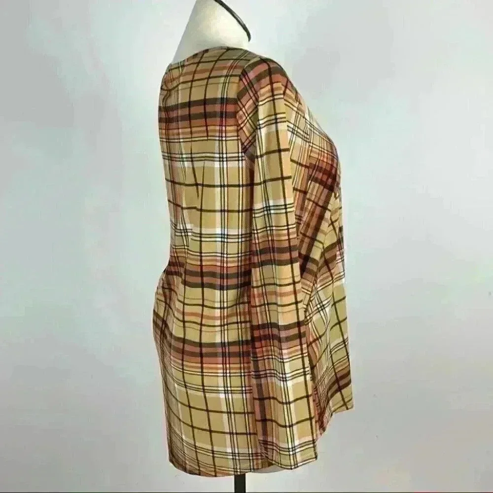 Kim Rogers Womens top size XL Multicolor plaid tunic